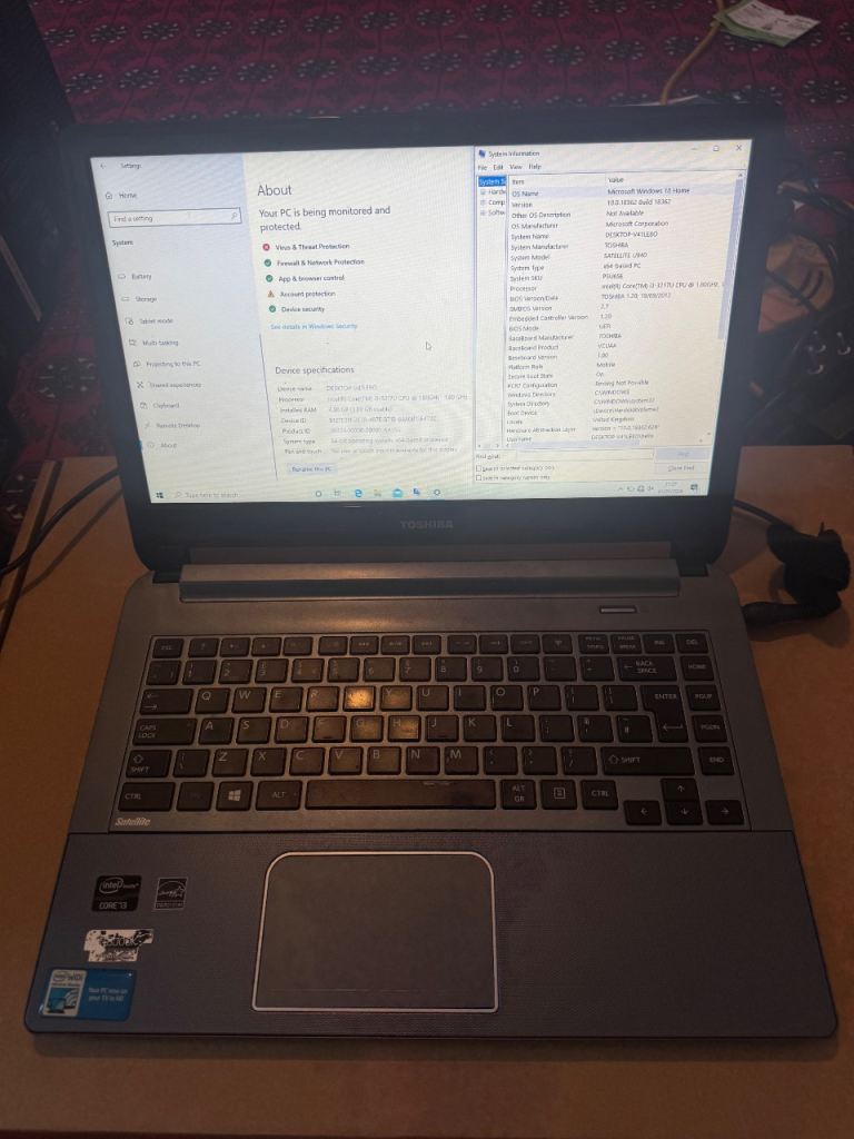  TOSHIBA - SATELLITE U940 - 500GB MEMORY - 4GB RAM £50