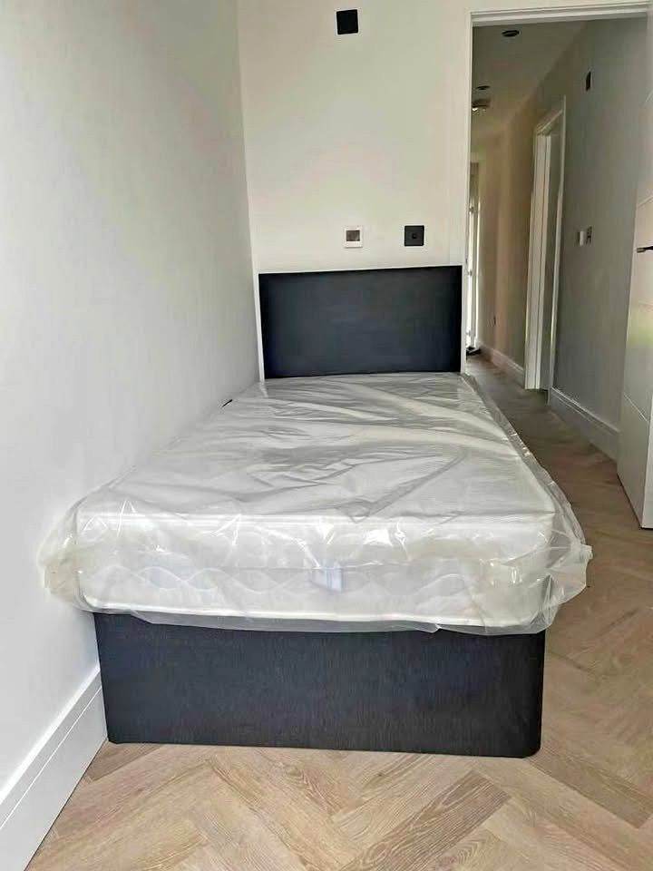 ]] Elegant 3ft Single Divan Fabric Bed With Mattress - Same Day Delivery ]]