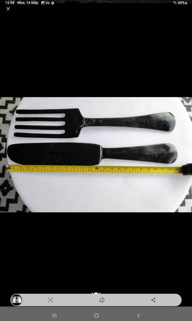 Big 60 cms knife and fork wall hangers ex cafe display 
