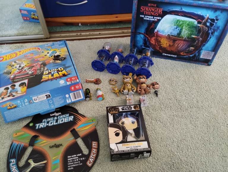 Toys, fnaf figures, Fortnite figures, stranger things