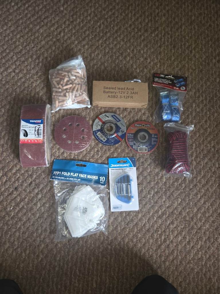 Workshop & DIY Job Lot • Sanding, Battery, Cut‑Off Discs, Tools, Safety Gear • New