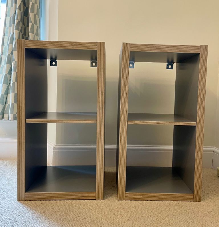 x2 Grey Wood Effect Storage Wall Units