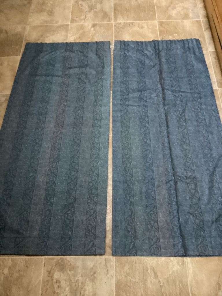 Curtains lined 50” w x 57” d 