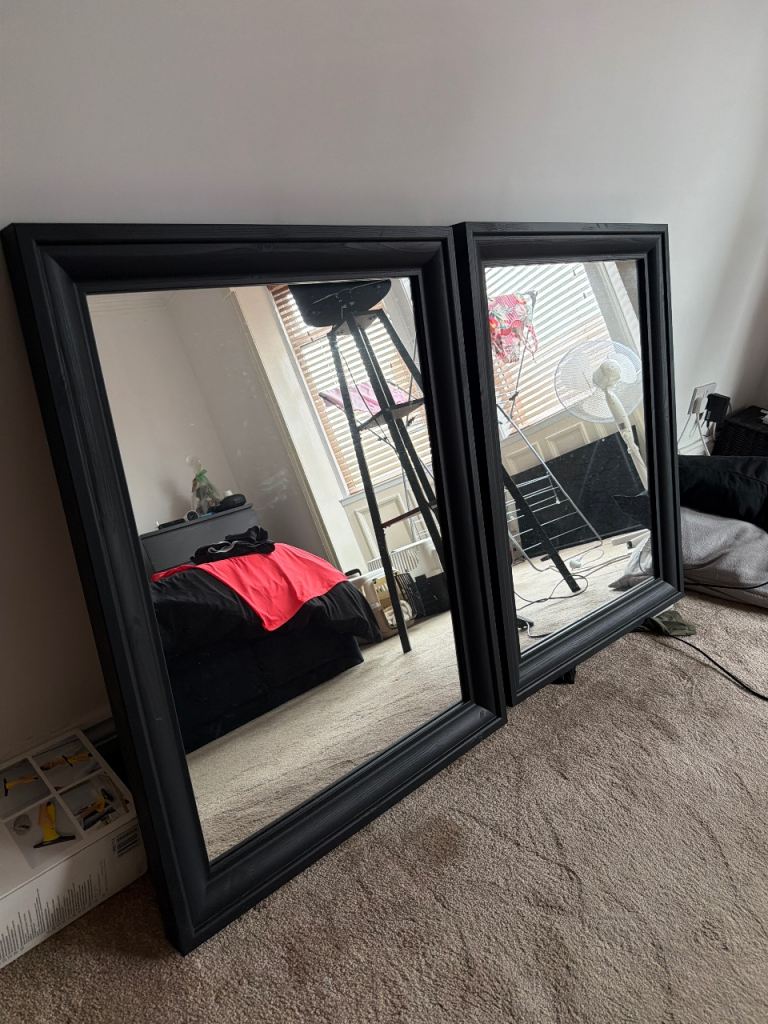 Two Black Framed Mirrors – Good Condition