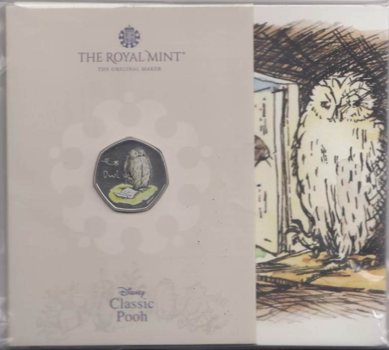 Limited Edition Winnie the Pooh OWL Colour 50p Royal Mint Brilliant Uncirculated Coin Pack 2020