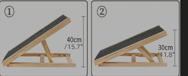 A new still boxed wooden folding dog ramp with 2 different hights .
