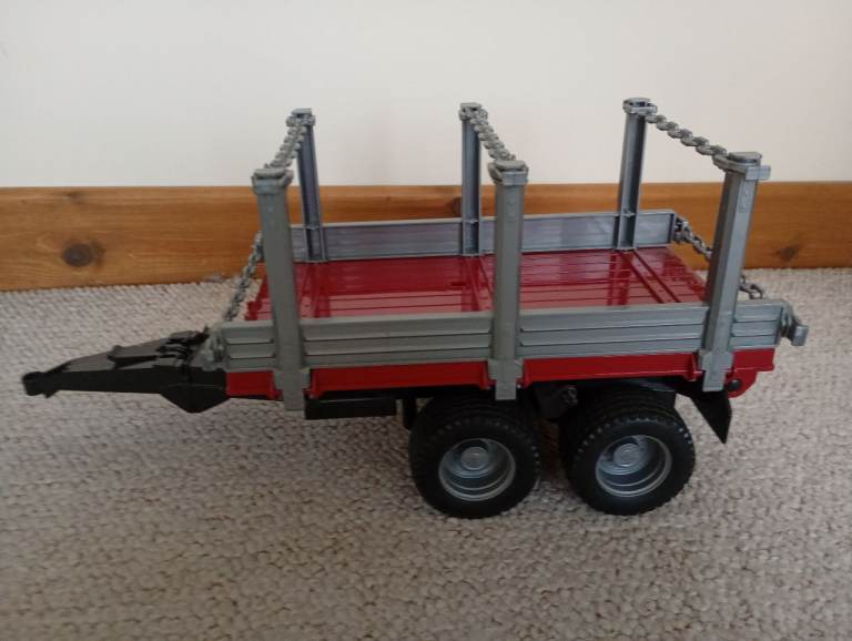 Toy Logging Trailer – Red and Grey, Good Condition
