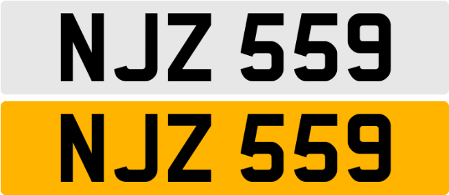 NJZ 559 Dateless Cherish Number Personal Plate Private Reg Short NJ 3 Digit GB UK Registration