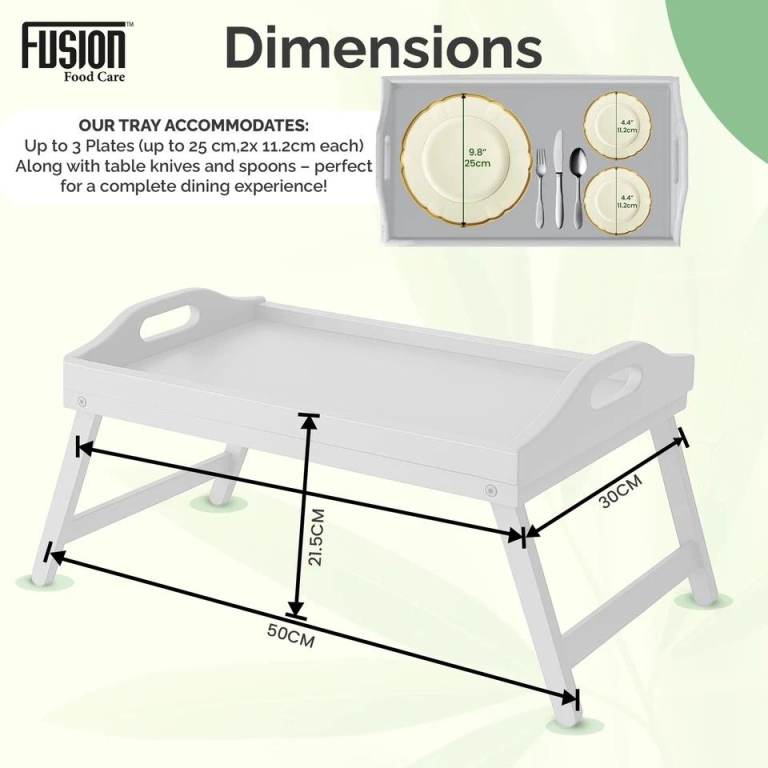 Bamboo Lap Tray Wooden Serving Breakfast Over Bed Table Tray with Folding Legs (New)  50x30x5 cm