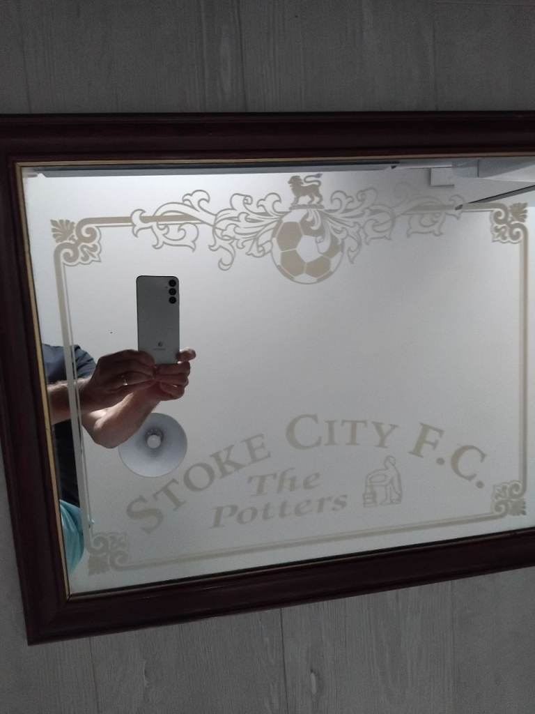Stoke City F.C. Mirror with Wooden Frame
