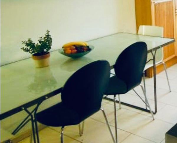 Dining Table, 6 Seater, Metal Frame, Glass Top 