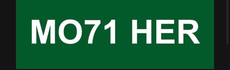 Personalised Registration Plate 'MO71 HER'