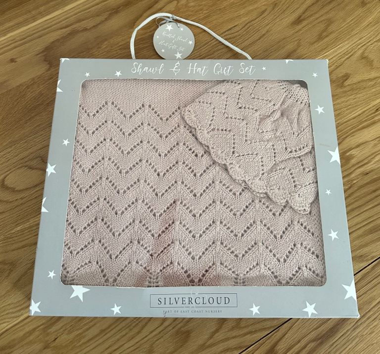 Beautiful Baby Girl Pink Shawl & Hat gift Set 