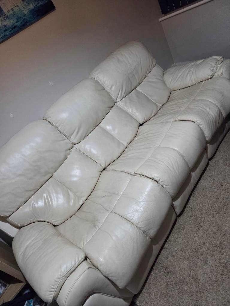 Cream leather sofa