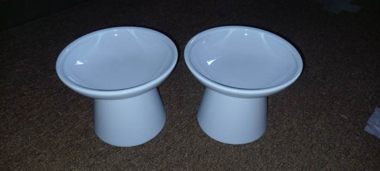 Pair of cat food bowl