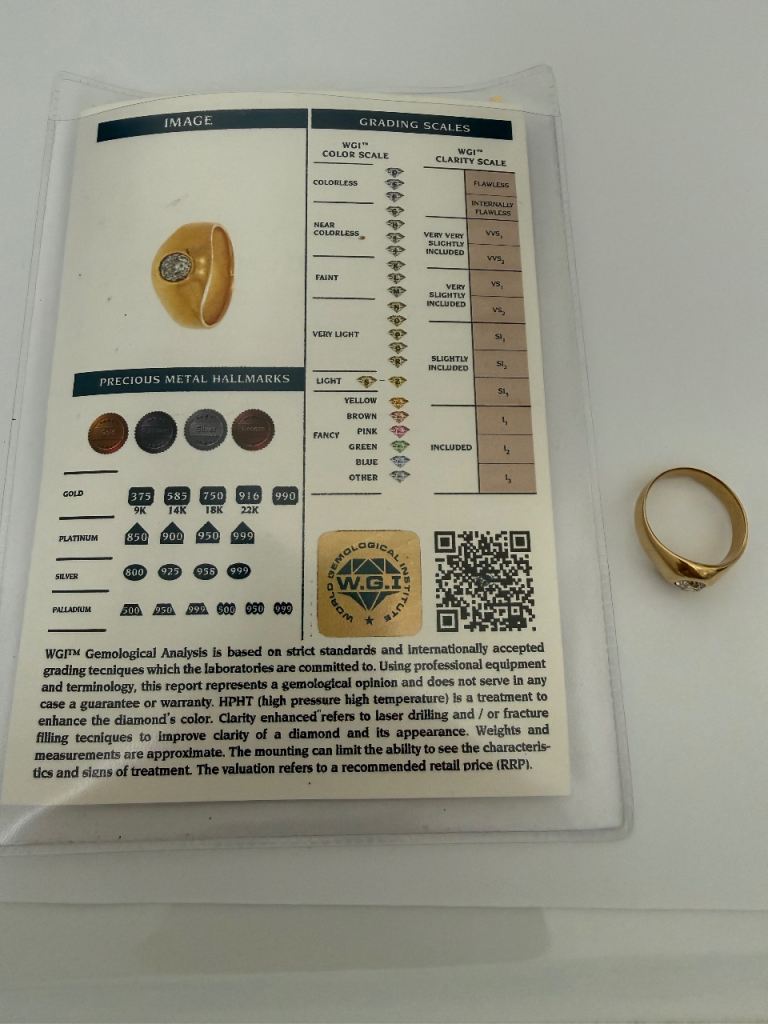 18ct Gold Mine Cut Natural Diamond Ring Size R/S 8.88g RPP £5100