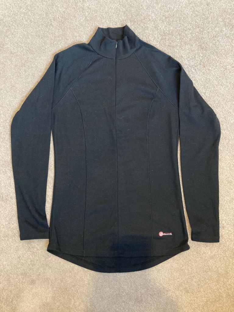 LADIES M&S SKI BASE LAYER TOP BLACK SIZE 12 EXCELLENT CONDITION