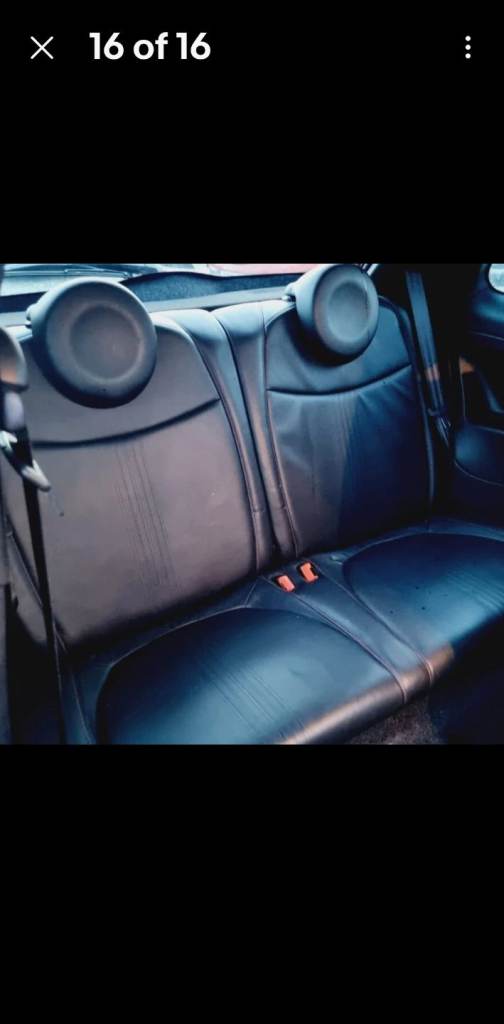 Abarth 500 2011 rear black leather seat.