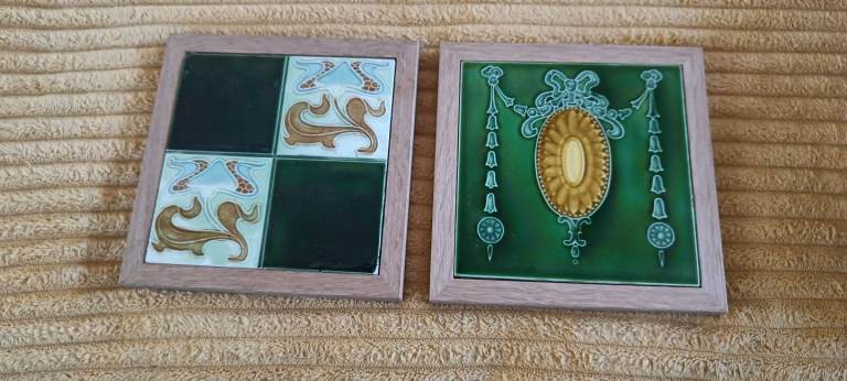 Antique Art Nouveau fireplace tiles 