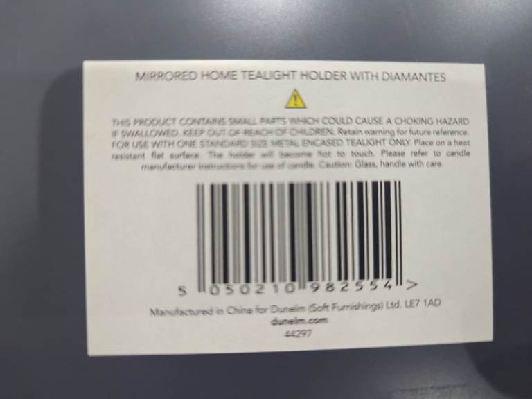 Dunelm Tealight Holder Diamante Mirrored Candle Home Brand New