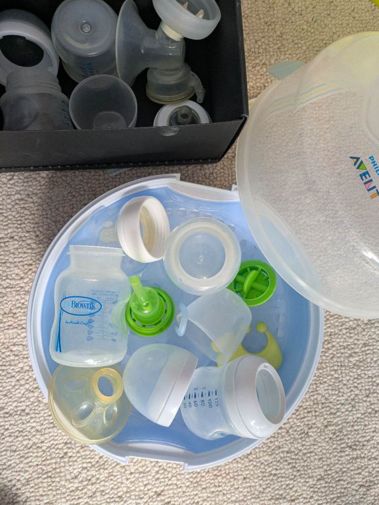 Mixed bottles, steriliser and feeding related equipment for babies - FREE