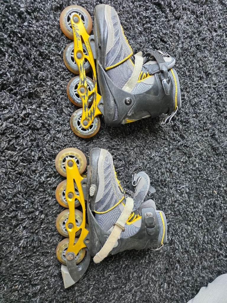 K2 Moto Extreme JR Inline Skates - Grey/Yellow, Good Condition