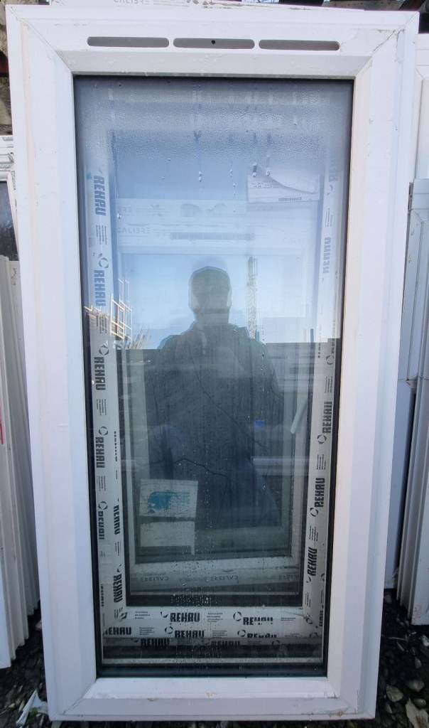 New UPVC Double Glazed White Window Obscure 620mm W x 1215mm H #22