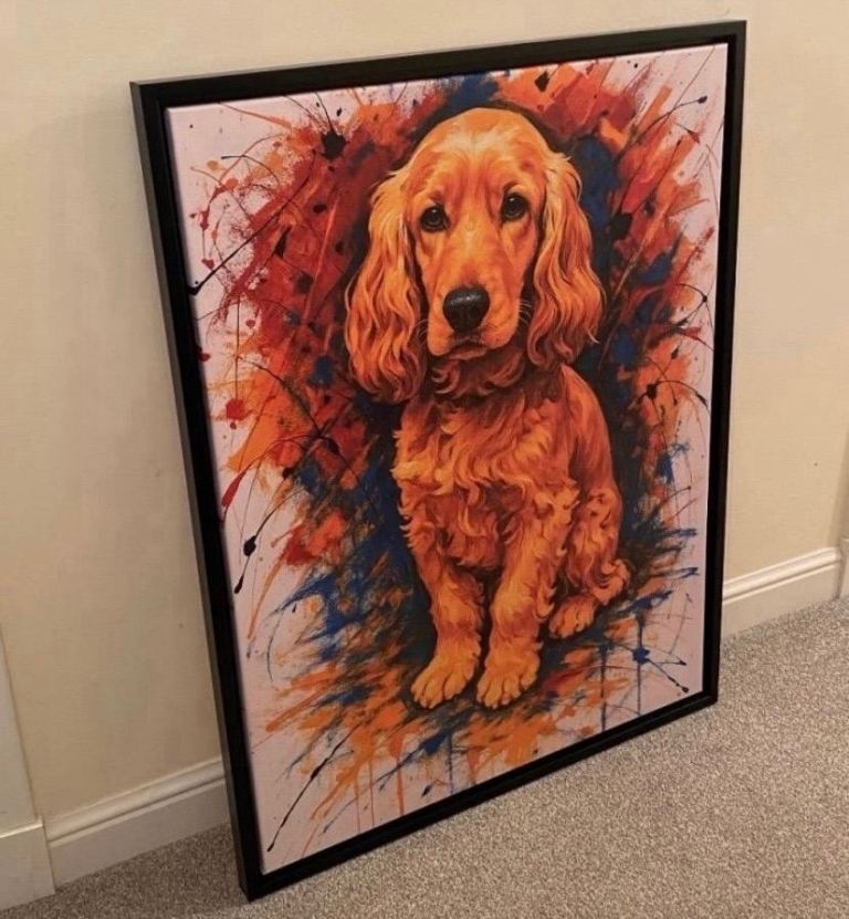 Lovely Cocker Spaniel Canvas Print – Framed, As Good As New