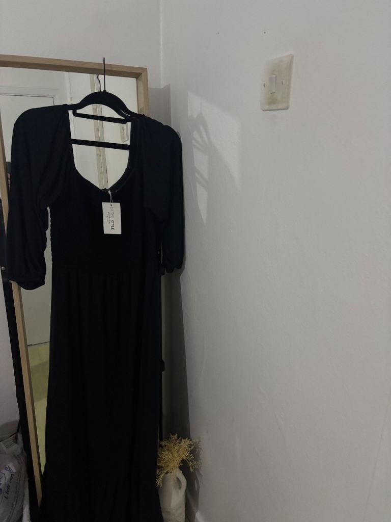 New In The Style Black Midi Dress - UK Size 14