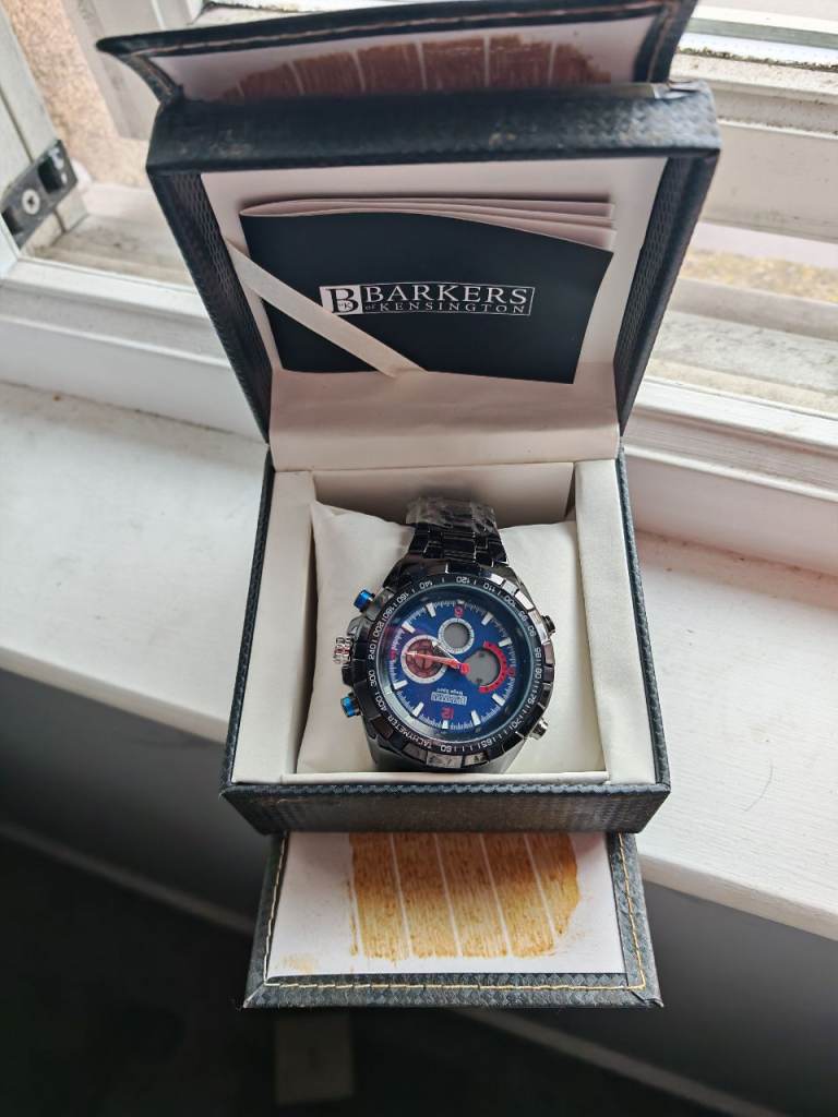 Barkers Black Chronograph Watch – In Box, As Good As New