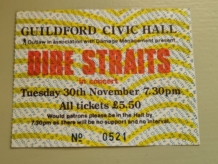 Dire Straits ticket Guildford Civic hall 1982 
