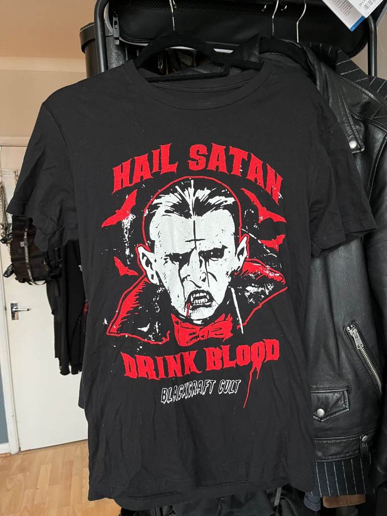 Blackcraft Graphic T-Shirt 'Hail Satan Drink Blood' #GotStuffGetCash