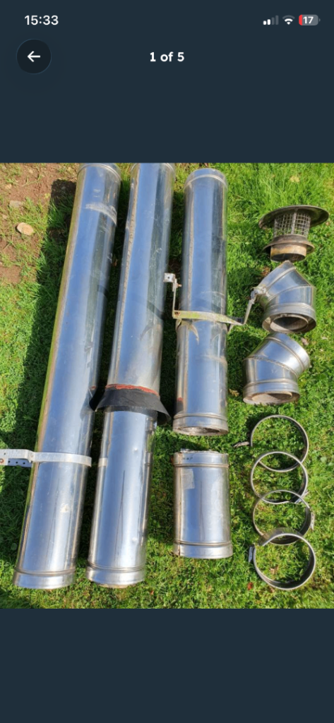 Class1 twinwall flue for wood burner multi fuel stove or oil boiler Price:£180