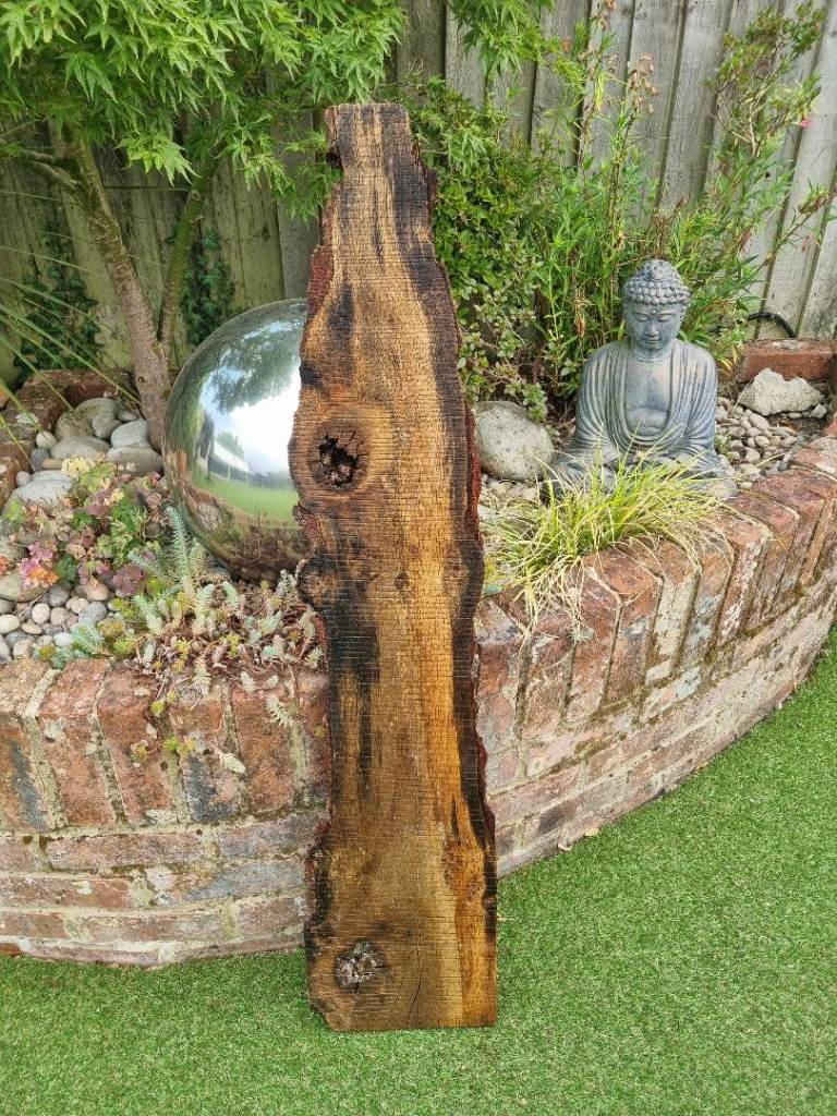 Rustic Oak Wood Slab - Natural Edge, Ideal for Crafts