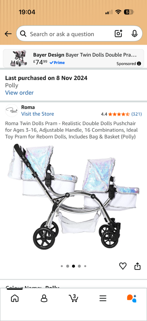 Roma Twin Dolls Double Pram - Polly, New