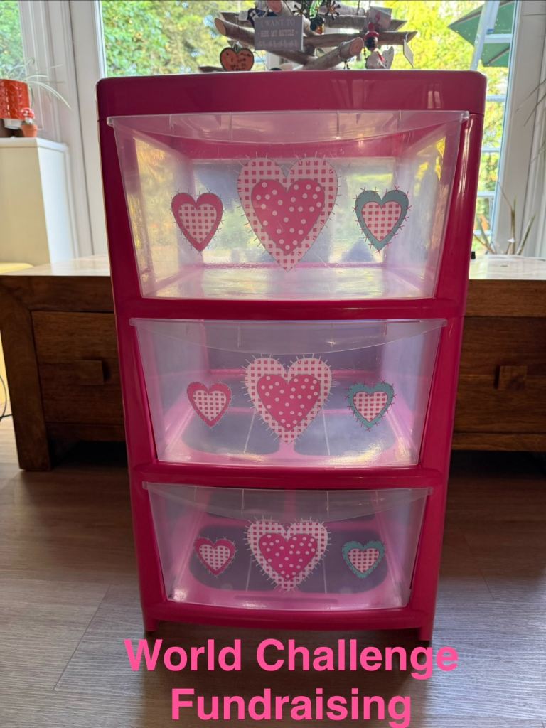 Pink 3-drawer plastic storage unit, Girls Chest of Drawers