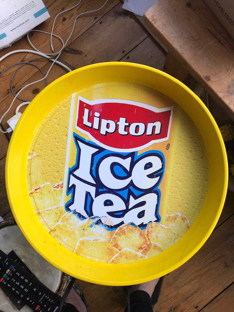  New Lipton Ice Tea Advertising  sign Tin Serving Tray in Yellow 
