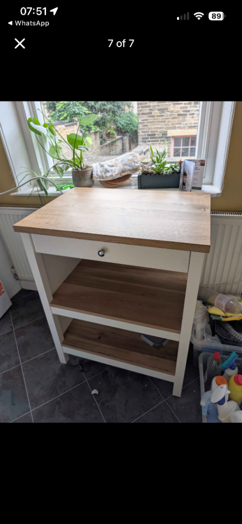 IKEA TORNVIKEN Kitchen Island - Off-White & Oak, Good Condition