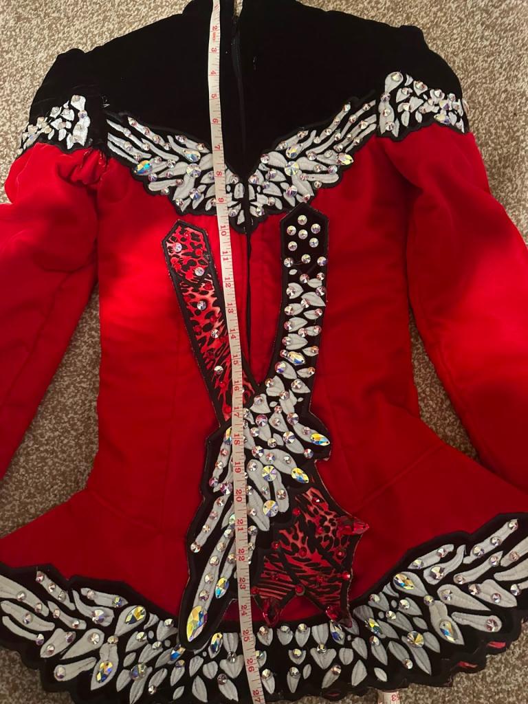 Stunning Red and Black Irish Dancing Dress – Good Condition