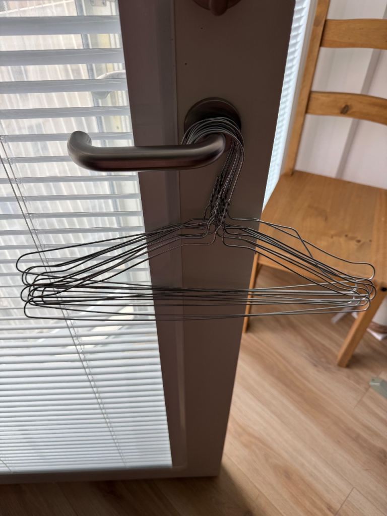 Bundle of 10 Metal Wire Clothes Hangers – Good Condition
