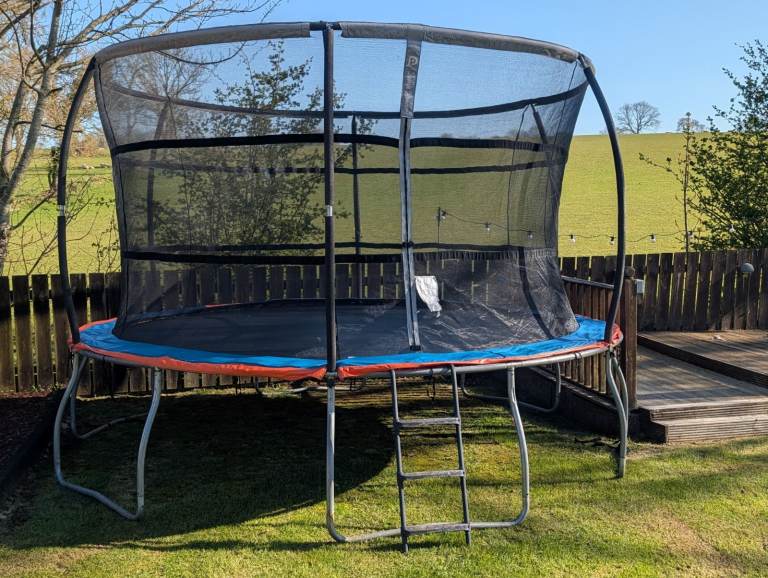 Jump Power 13ft Trampoline with Enclosure & Ladder & Ground Anchor Kit