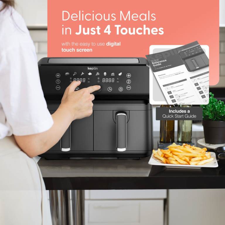 Keplin 9L Dual Zone Air Fryer - 8 in 1 Cooking Functions - 2.7KW- Extra-Large no drawals