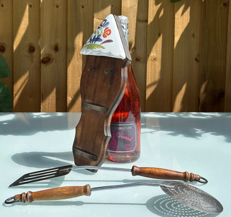 VINTAGE FRENCH DESVRES POTTERY UTENSIL RACK HANGER, GABRIEL FOURMAINTRAUX, 1970s - WILL POST!