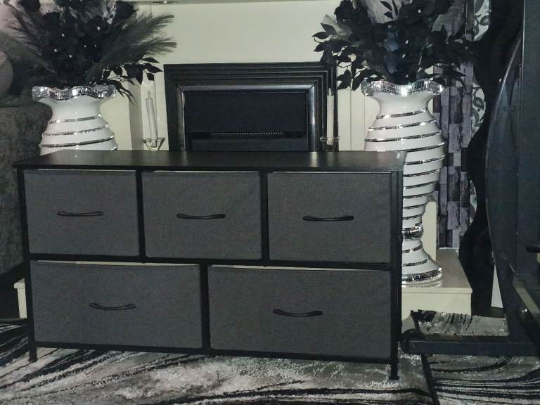 Grey black 5 drawer unit 