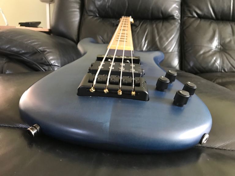 Spector ReBop MM 4 string bass guitar -Trans Blue Stain 2015, new strings, what power!