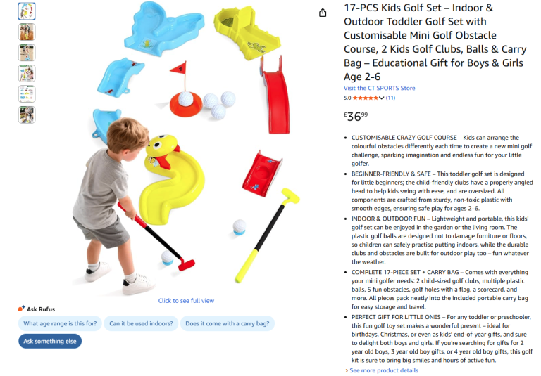 17-PCS Kids Golf Set, 2 Kids Golf Clubs, Balls & Carry Bag|| Brand new 50% off price 