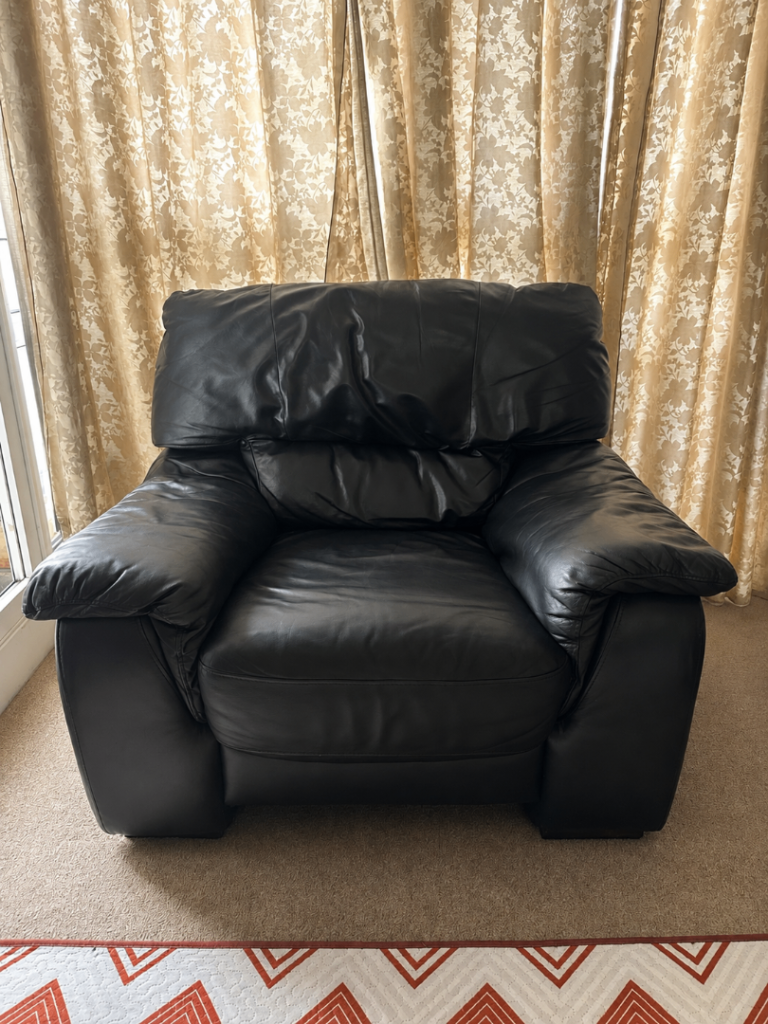 Black Leather Sofa Set – Good Condition