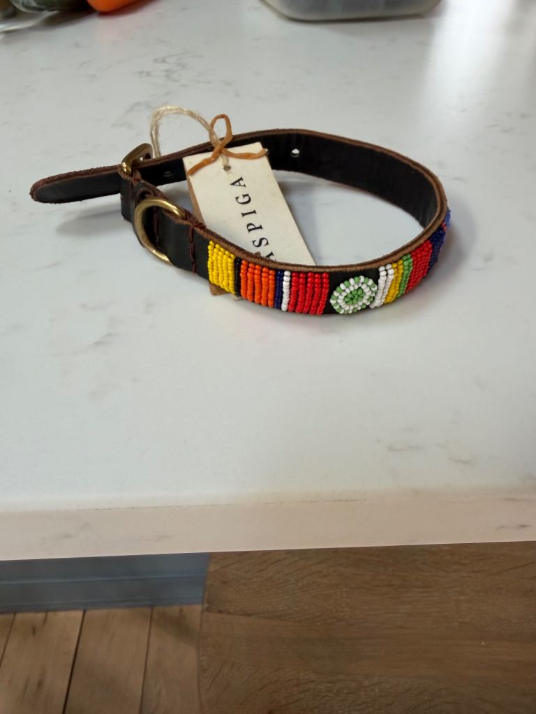 African beaded / leather dog collar. 