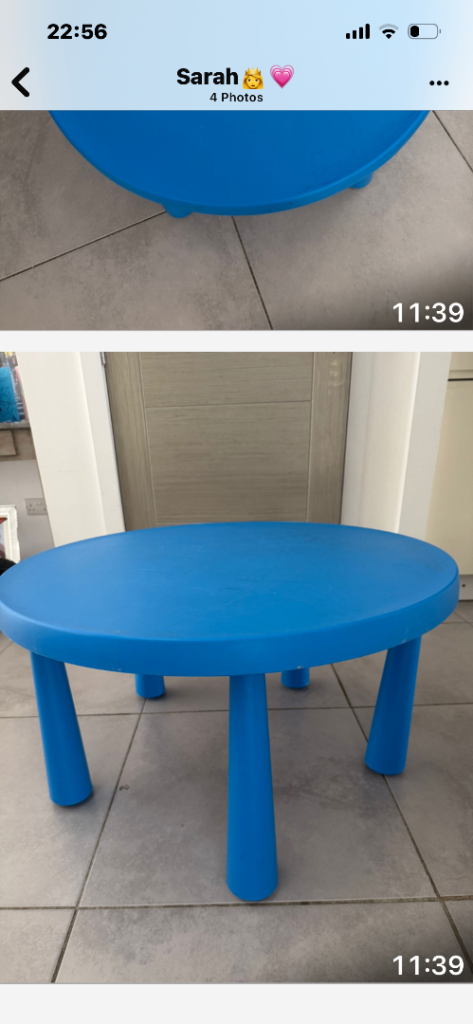 Blue Children's Round Table – Good Condition