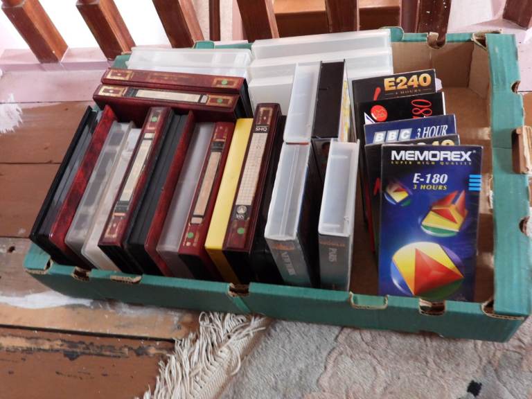 Box of VHS Tapes and boxes